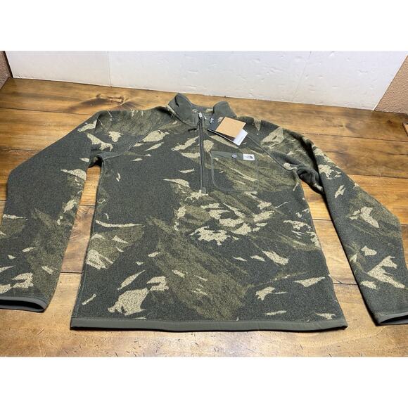 The North Face Men's Size Small Gordon Lyons 1/4 Zip Pullover Green Camo Hike - Picture 1 of 11